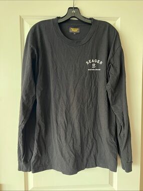 Seager Western Brand Men's Black Long-Sleeve Logo Tee